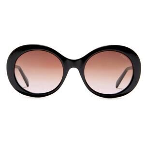 EMILIO PUCCI 55MM Round Sunglasses  Shiny Black Bordeaux print retro Cobain 60s